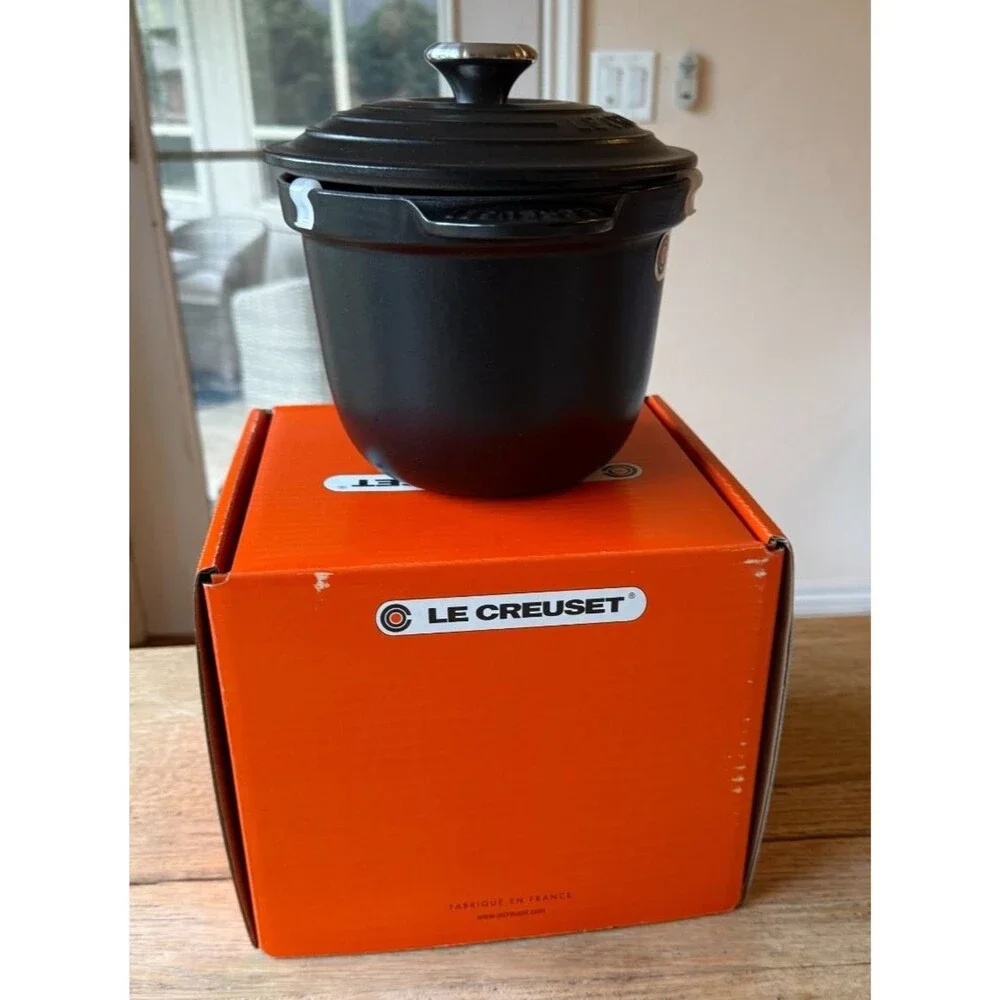 Le Creuset Enameled Cast Iron Rice Pot 18cm 2.25 qt Matt Black Licorice NEW
